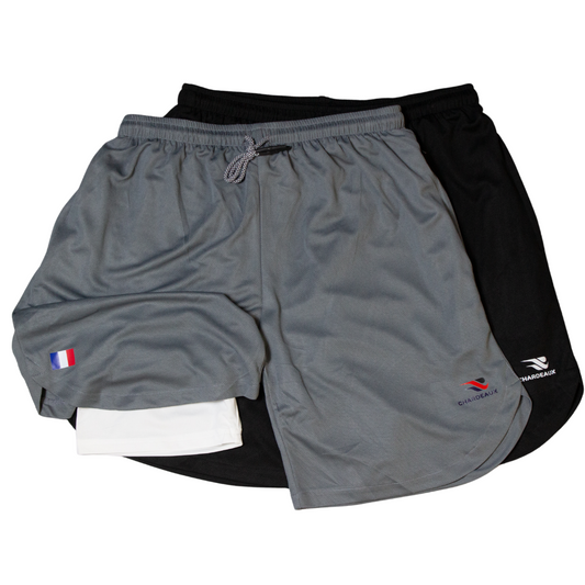 Mens 2 in 1 Running Shorts Quick Dry Athletic Shorts with Liner, Workout Shorts with Zip Pockets